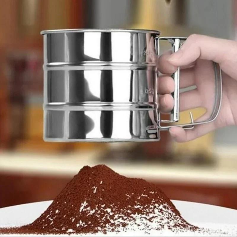 Hand-held Small Flour Sieve Baking Utensils Stainless Steel Manual Sieves Cup Stainless Steel Powder Sieve Kitchen Baking Tools