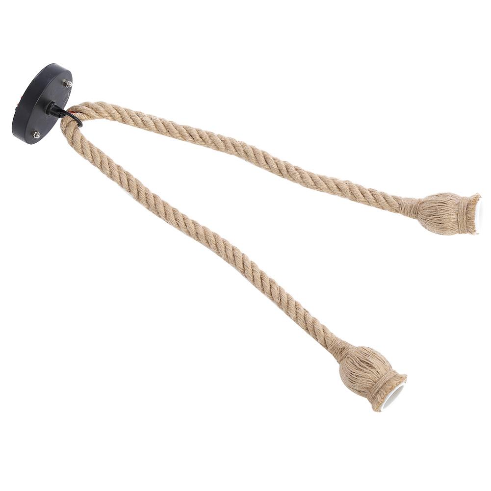 Bază Lampă E27 1,5m Frânghie de Cânepă Cablu Electric DIY Pandantiv Decorativ Suport Bec (două suporturi pentru bec)