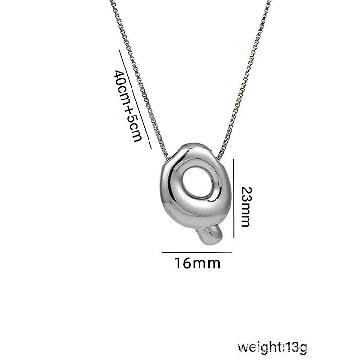 Charming Chubby Brass Polished 26-Letter Silver Pendant Necklace for Women