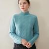 Women's Winter Cashmere Sweater: Double-Ply, Thickened, Solid Color, Half-High Collar, Loose Long Sleeve Knit.