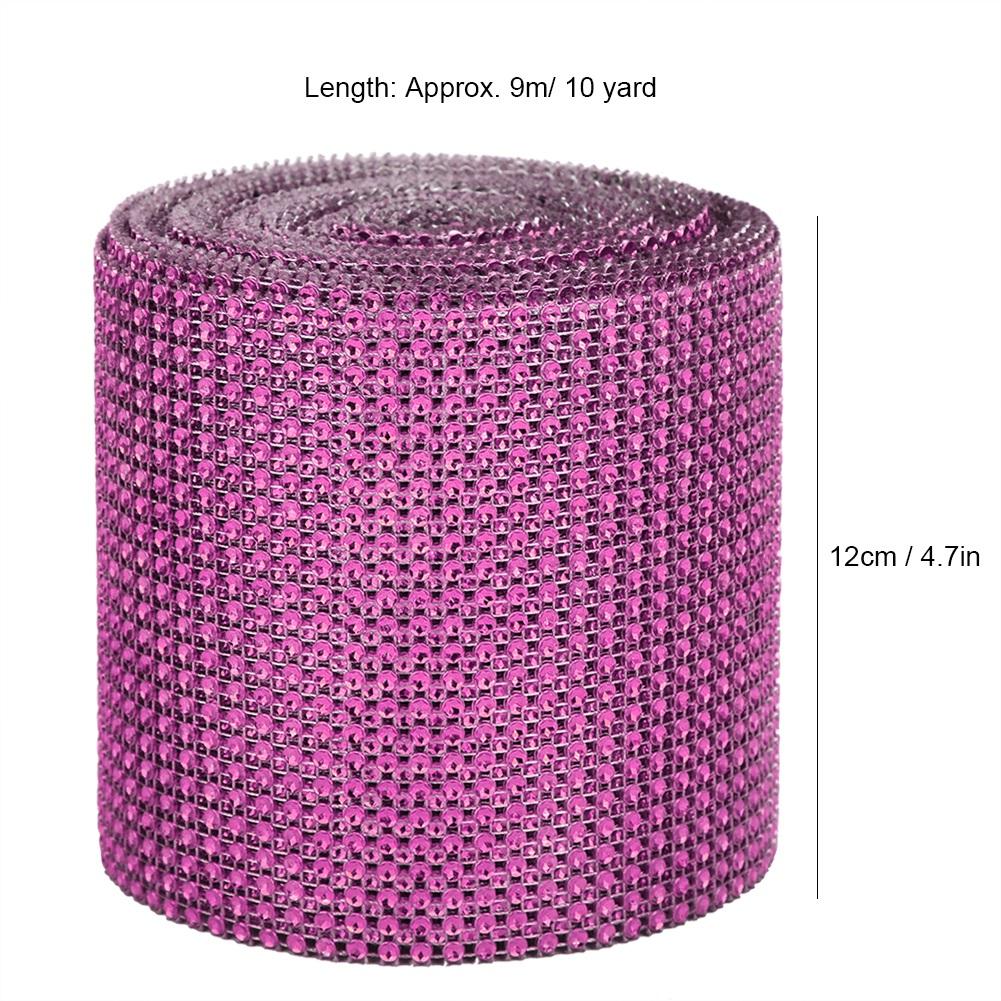 9m 24 Rows Electroplating Plastic Artificial Rhinestone Ribbon Mesh Wedding Clothing