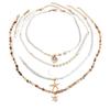 Seaside necklace European and American beach vacation starfish shell pearl neck chain stacked beaded collarbone chain female