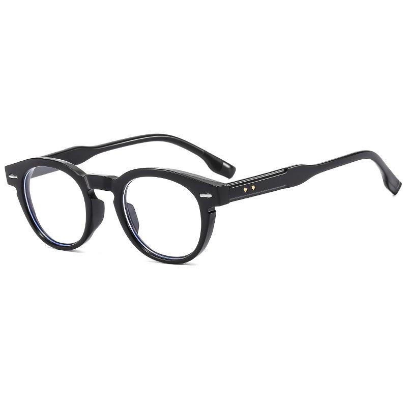 2023 Trendy Unisex Round Frame Sunglasses: Thick Rim, Studded Design for Internet Celebrity Style Metal Hinge