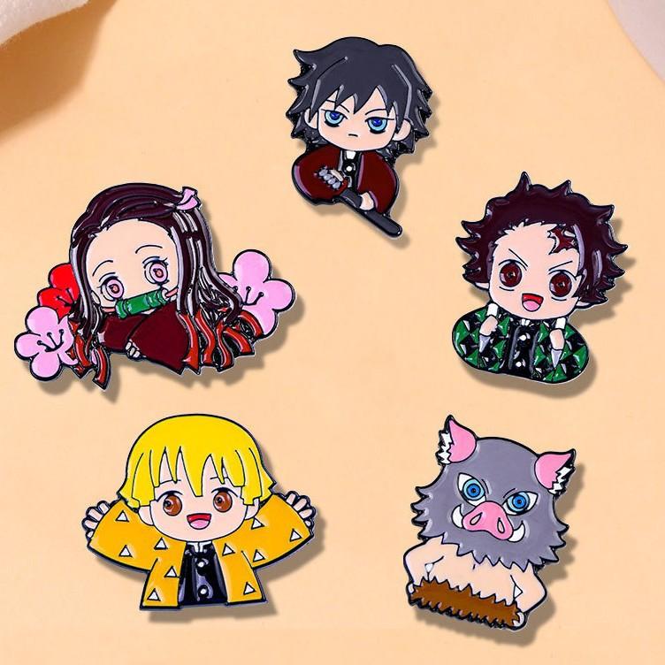 5 Pcs Demon Slayer Kamado Tanjiro Anime Cosplay Brooch Cute Character Pins Clothing Backpack Lapel Badges Jewelry Accessories