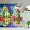 Plant Series Shower Curtain Bathroom Waterproof Polyester Fabric Cloth Curtain Dandelion Flower Print Bathtub Decor With Hooks