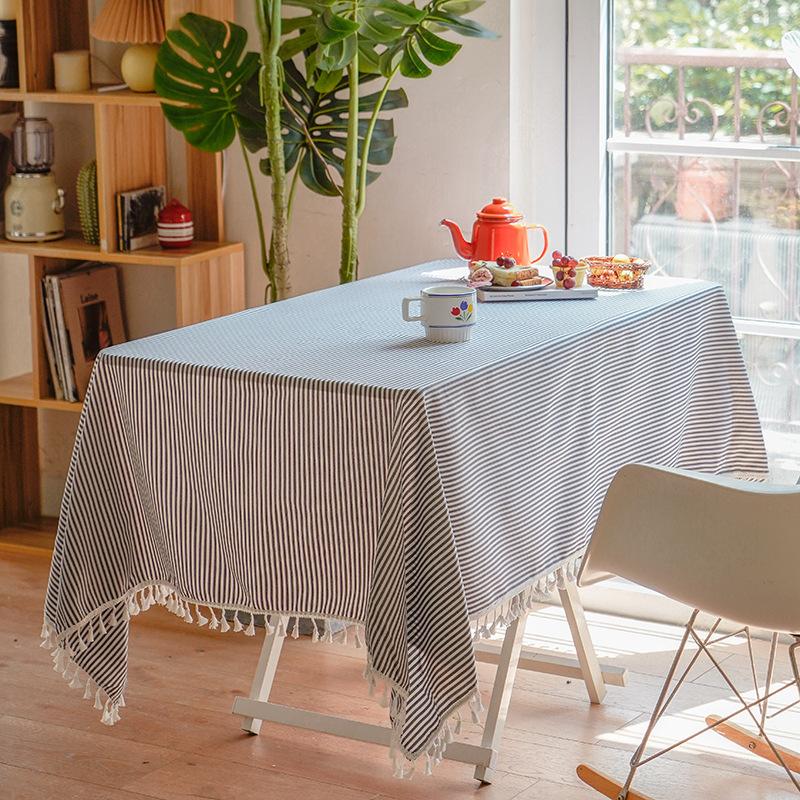 Fabric Tablecloth, Literary Cotton And Linen Fringed Lace Dining Table Cloth, Coffee Table Cloth, Living Room
