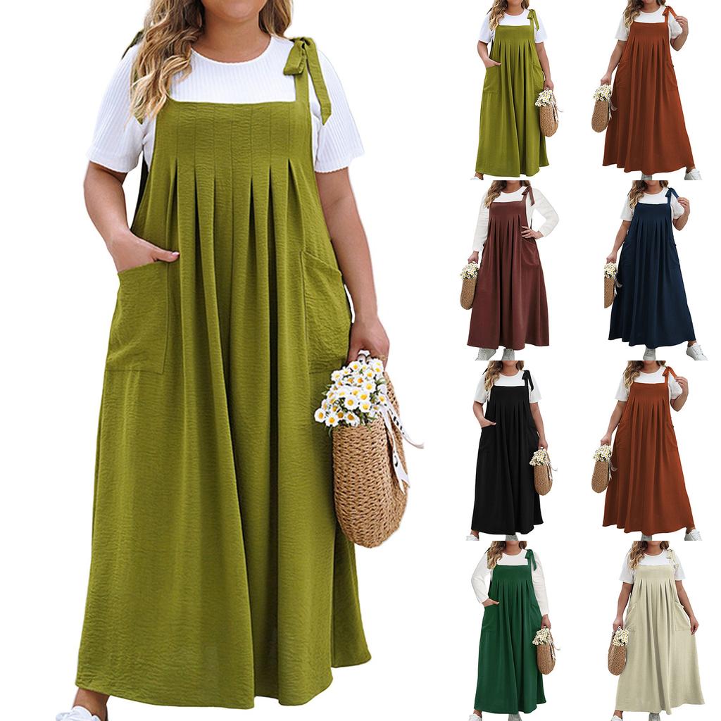 Women's Large Size Fashion Casual Loose Sleeveless Solid Colour One-piece Dresses