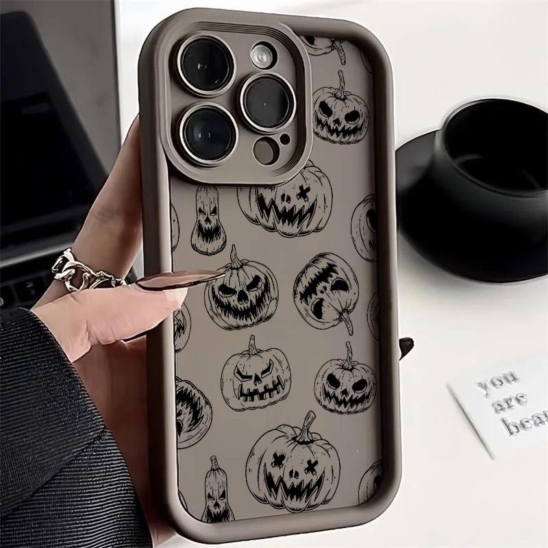 Halloween Black Horror Art Silicone Phone Case For iPhone 17 Pro 14 15 Plus 11 12 13 16 Pro Max Coque 16E 17AIR Shockproof Cover