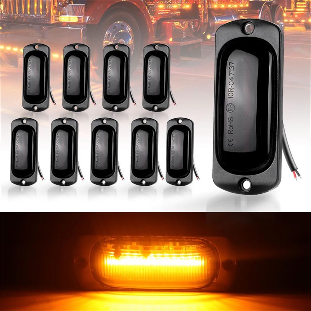 10Pcs 3.5" Amber 12 LED Marker Lights Clearance Side Light Smoke For Truck Trailer RV