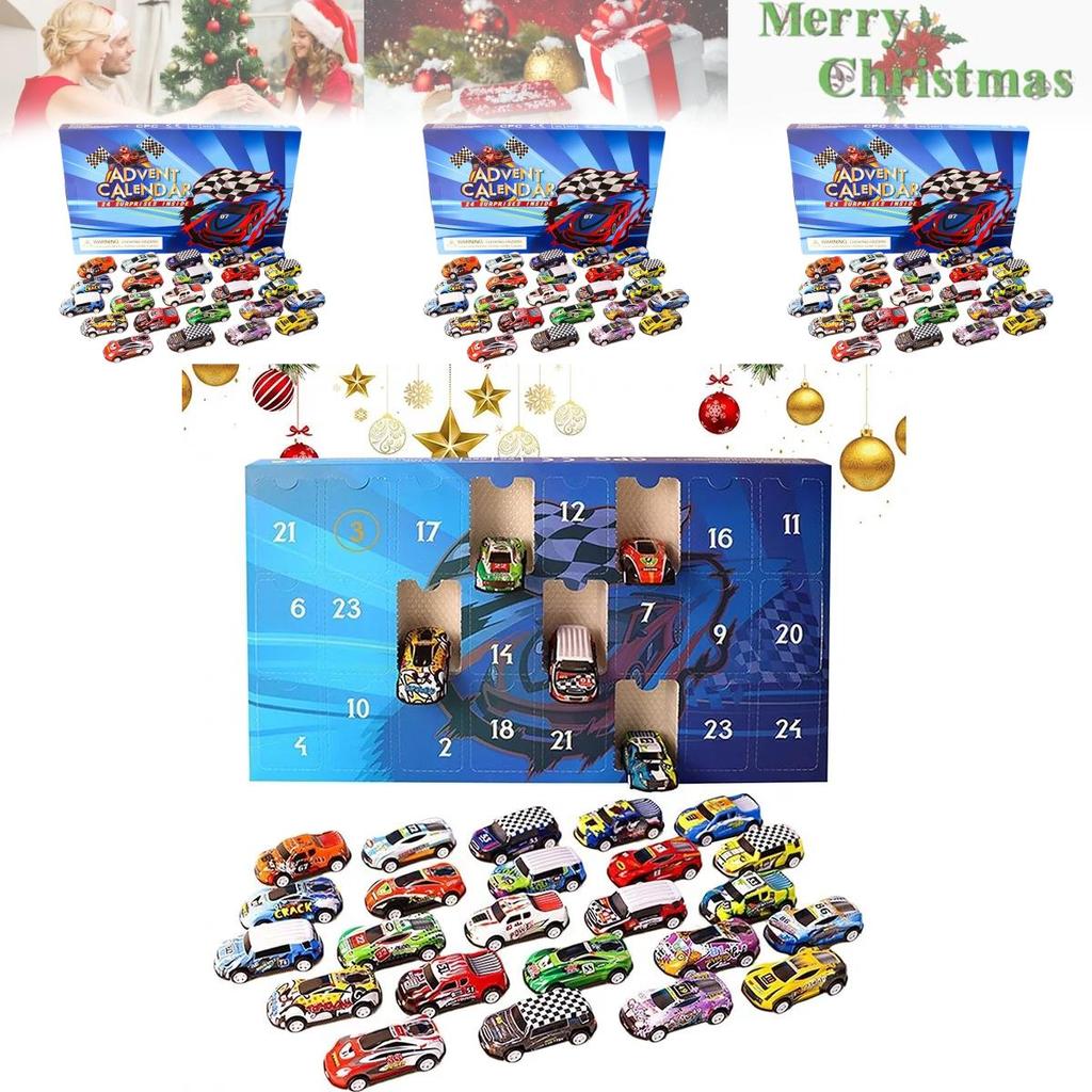 Advent Calendar Countdown Toy Cars Set For Kids Featuring 24 Unique Collectible Designs
