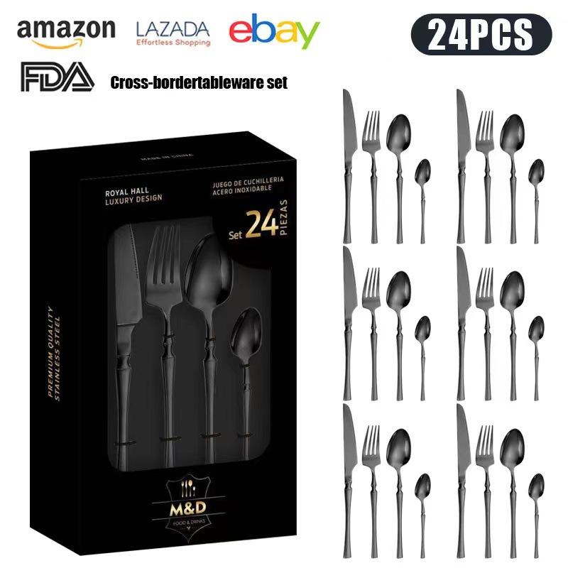Stainless Steel Tableware 24-piece Set Small Waist Family Western Food Steak Knife, Fork and Spoon Set