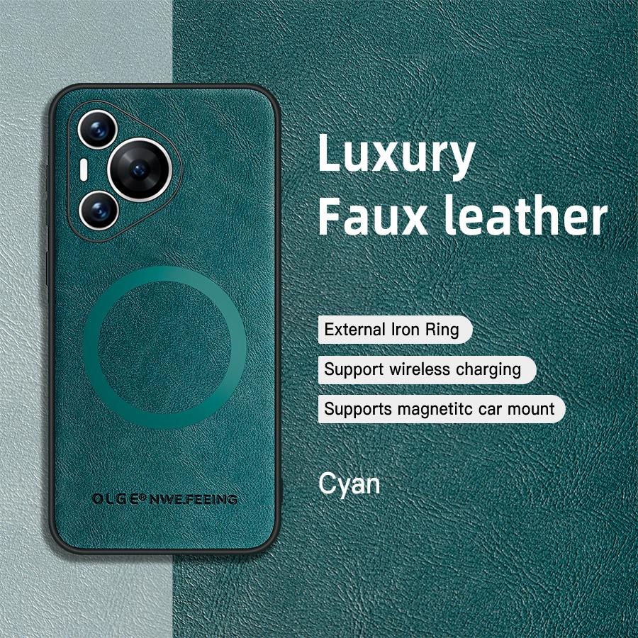 For Huawei Pura 70 70 Pro 70 ProPlus 70 Ultra PU Leather Magnetic Ring Soft Edge Anti-Drop Anti-Fingerprint Phone Case
