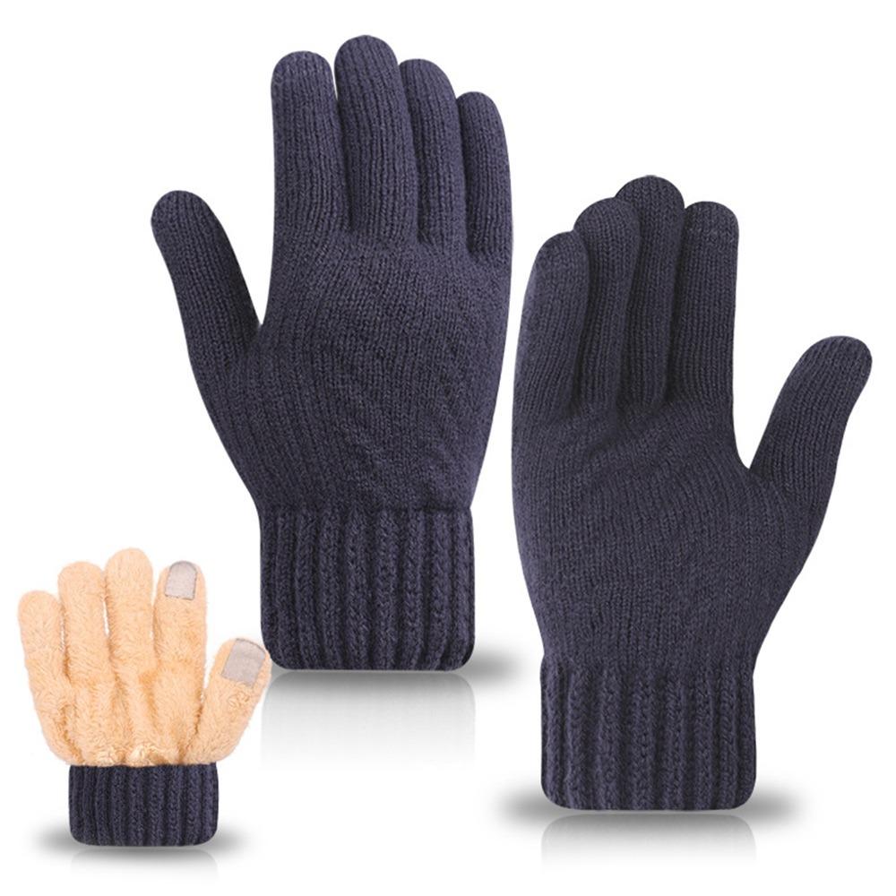 

Twists Pattern Wrist Gloves Outdoor Stretch Gloves Fashion Accessories Knitted Gloves Man Women Women Темно-синій