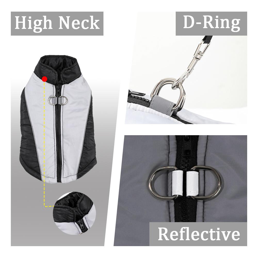 Reflective Pet Costume Cozy Winter Puppy Clothes Waterproof Zipper Vest Coat With D-Ring For Small Dogs Cats Chihuahua Outfits