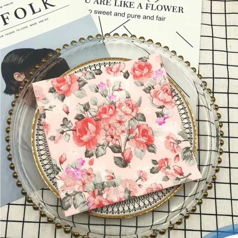 20pcs/pac Floral Printed Paper Napkins for Wedding Colorful Facial Tissues for Party Table Setting Disposable Dinner Napkins