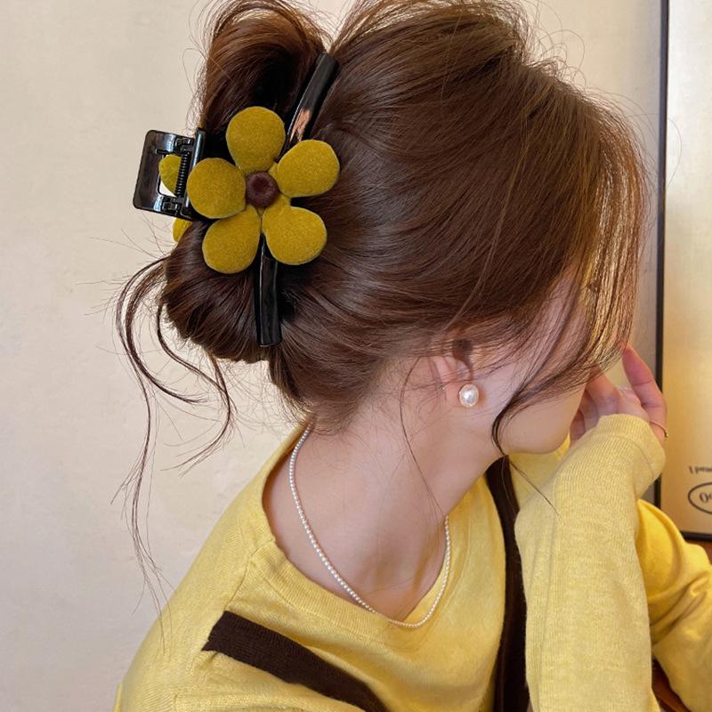 

High-End Acrylic Foam Floral Hair Clip: Large, Versatile Claw for Thick Hair