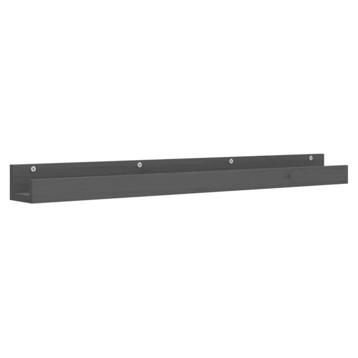 823596 vidaXL Étagères murales 2 pcs Gris 110x12x9 cm Bois de pin massif