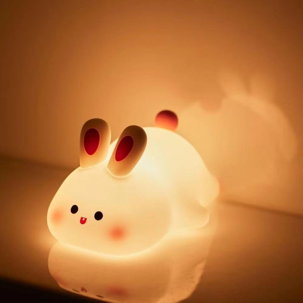 Rechargeable Rabbit Silicone Night Light Tap Control 3 Level Dimmable Sleep Atmosphere Light Silicone Eye Protection