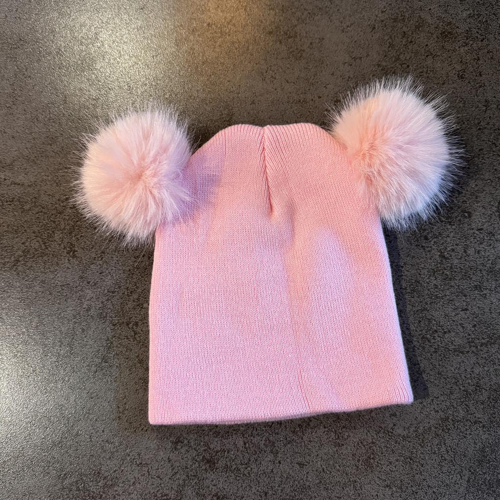 Solid Double Color Ball Knitted Cap Beanie With No Brim For Winter Daily Use