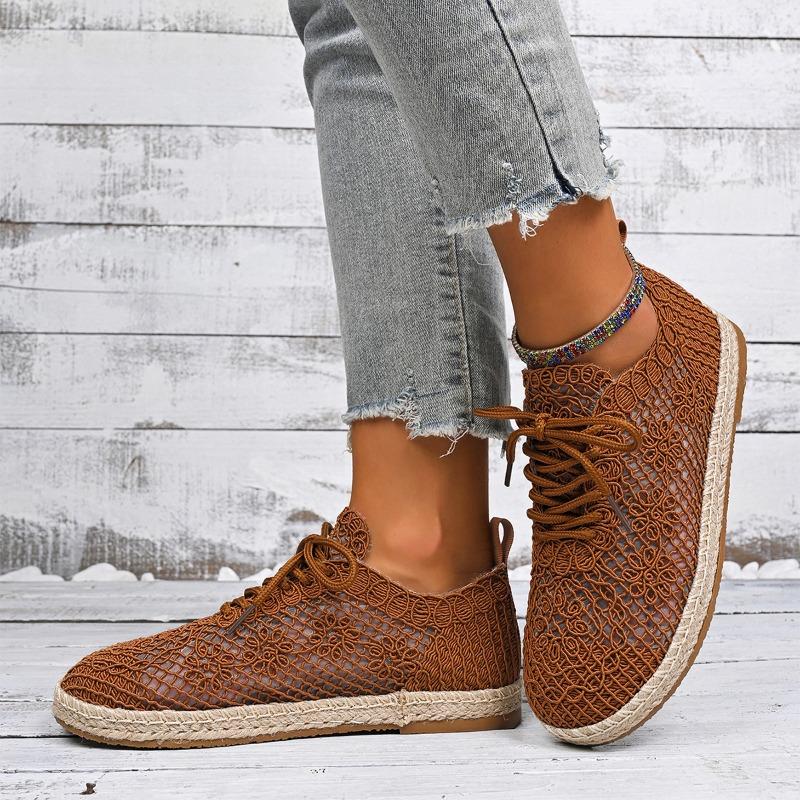 2025 Hot Sale Ladies Shoes Lace-up Women's Vulcanize Shoes Fashion Hollow Out New Plus Size Casual Comfortable Flat Low Heels