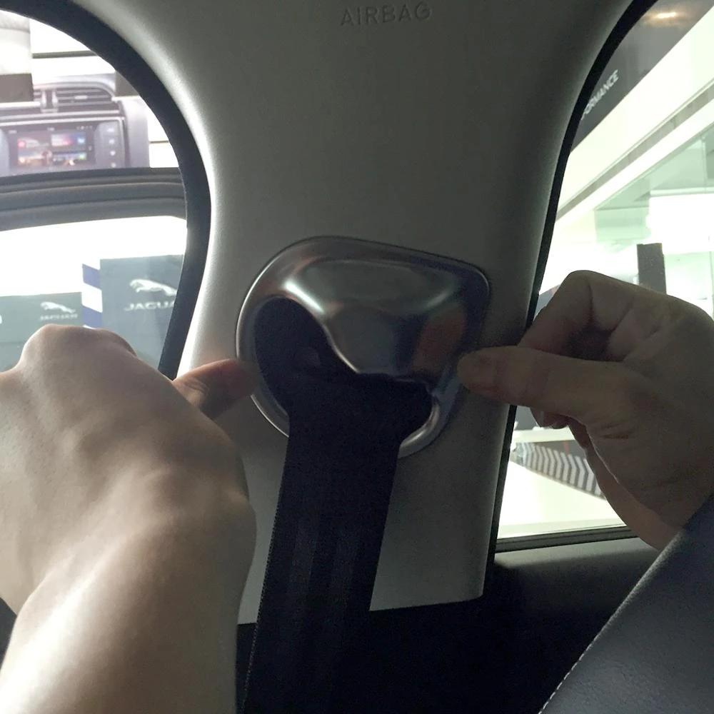 2 peças/conjunto de capa de decoração para cinto de segurança de carro estilo fibra de carbono, acabamento adequado para Jaguar XE 2016 - 2018, interior automotivo