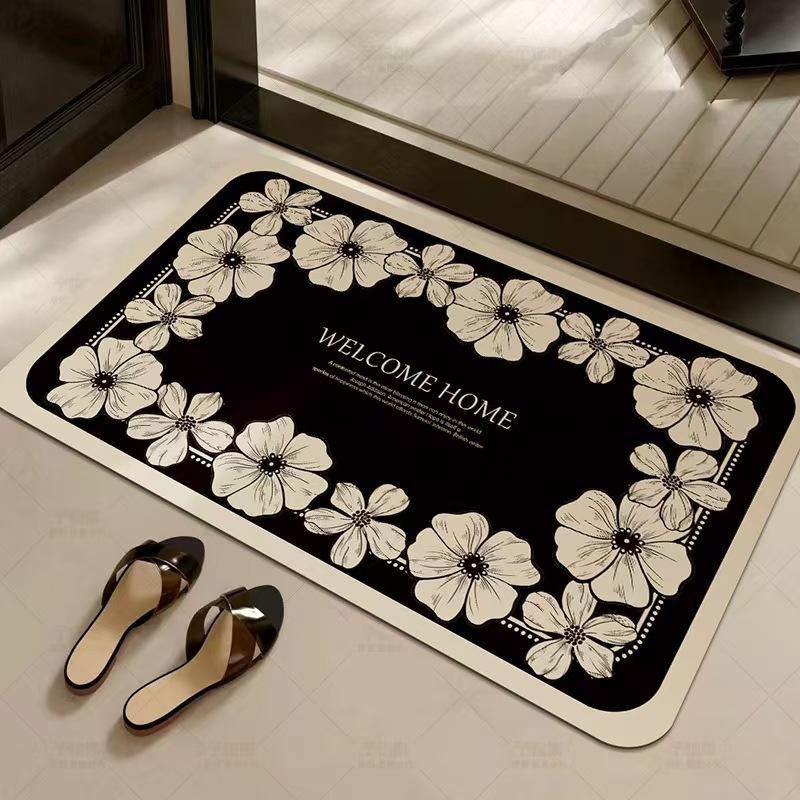 French Style Light Luxury Diatomaceous Earth Mat Small Fragrance Style Bathroom Mat Entrance Door Mat Bathroom Water-Absorbing Foot Mat