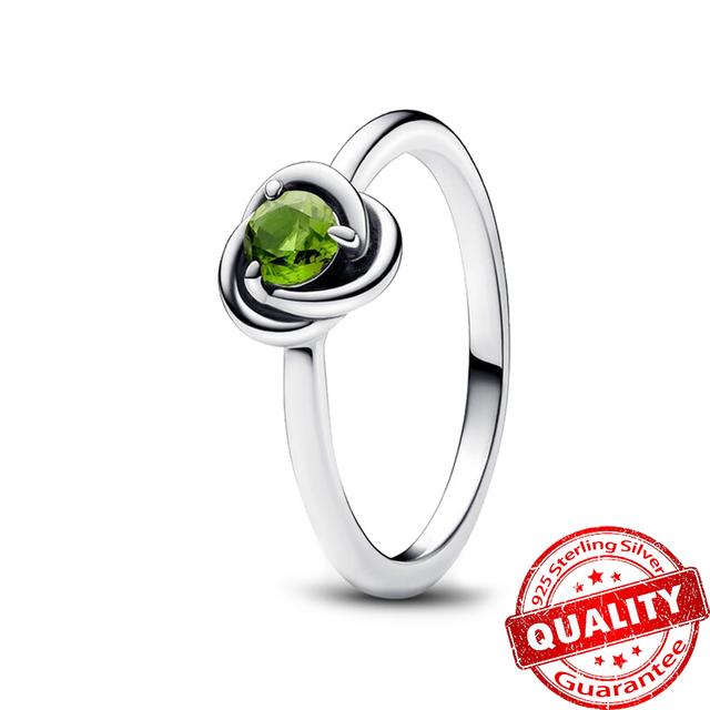 Neu S925 Sterling Silber Fingerring 12 Monat Birthstone Eternity Kreis Ringe Edlen Schmuck Geburtstagsgeschenk