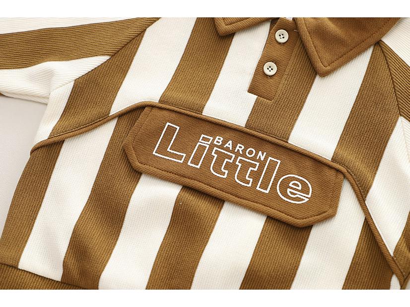 Autumn Boys' Vertical Stripe Long Sleeve Set with Casual Sports Pants