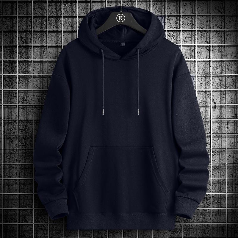 Pánská mikina s kapucí z čisté bavlny, jednobarevná, volného střihu, velká velikost, ležérní sportovní, plus sametová, zesílená, mikina s kapucí, pulovr