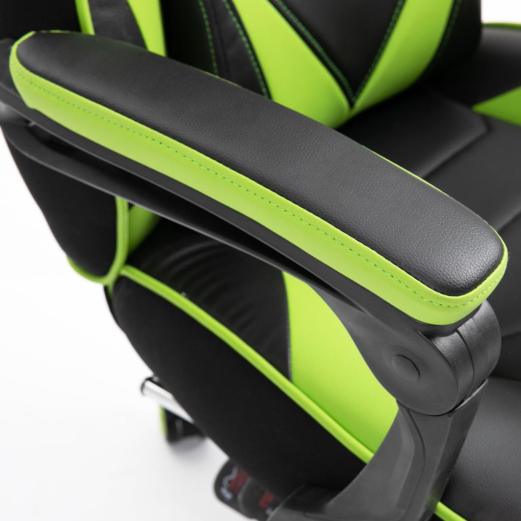 Ergonomic Gaming Chair Comfortable Office Chair With Footrest Headrest And Lumbar Cushion Adjustable Height Black And