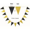 MOWO Gold Black Pennant Banner Paper Bunting Hanging Decoration for Birthday Graduation Retirement New Year's Party, Pack of 30 Counts Pennant, 20