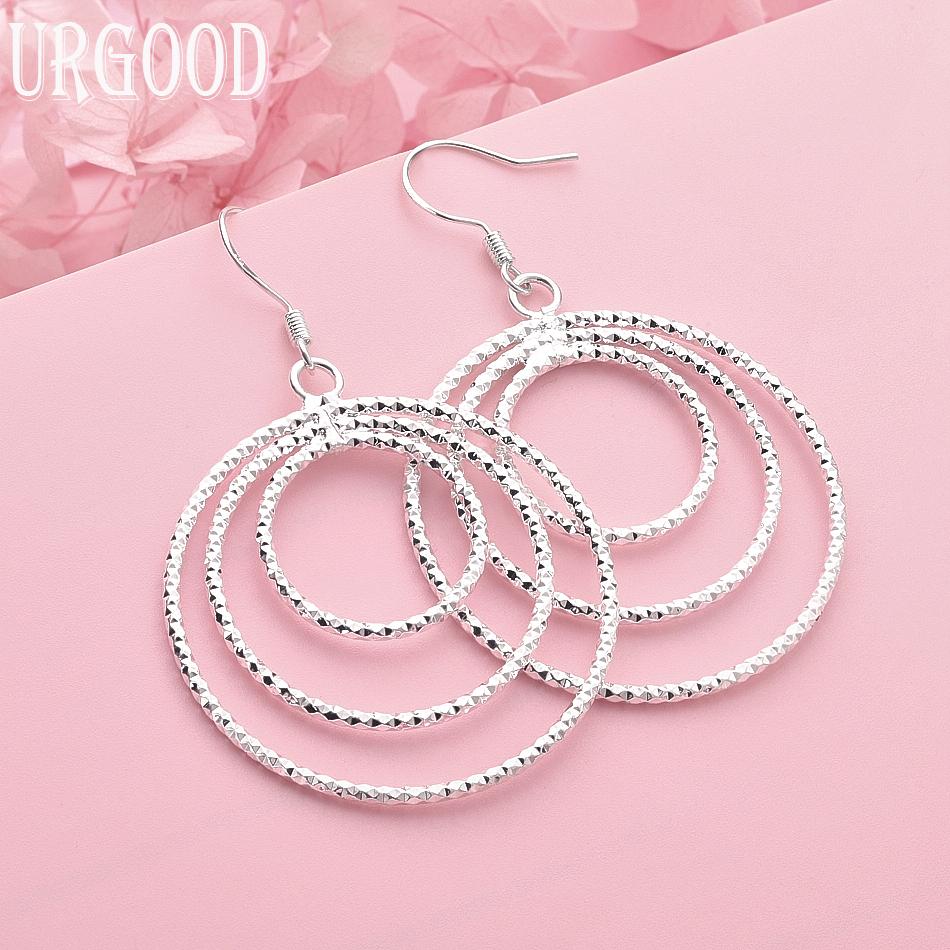 

Серьги-кольца из стерлингового серебра 925 пробы, Свадебные украшения 6.30*4.00cm