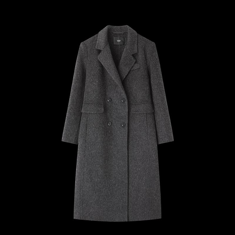 Dámský oboustranný kabát z alpaky a vlny, dvouřadé zapínání