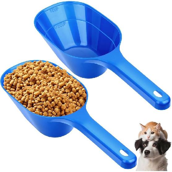 2 PACK Dog Food Scoop,1 Cup Capacity Pet Food Scoop With Measuring Lines For Dog, Puppy and Cat (Black)