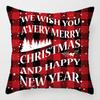 Christmas red and black plaid pillow cover printed cushion cover living room sofa decoration festive letters elk snowflake model