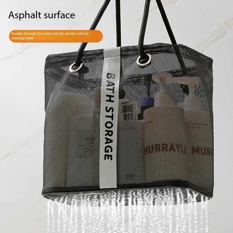 Foldable Mesh Drainage Basket - Travel Toiletry and Swimming Supplies Storage Box - Large Portable Handle - Design