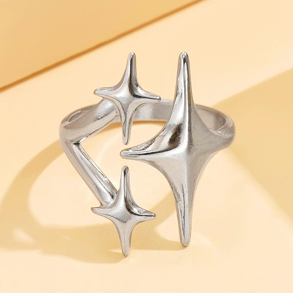 Gold Starlight Adjustable Stainless Steel Ring - European High-End Design