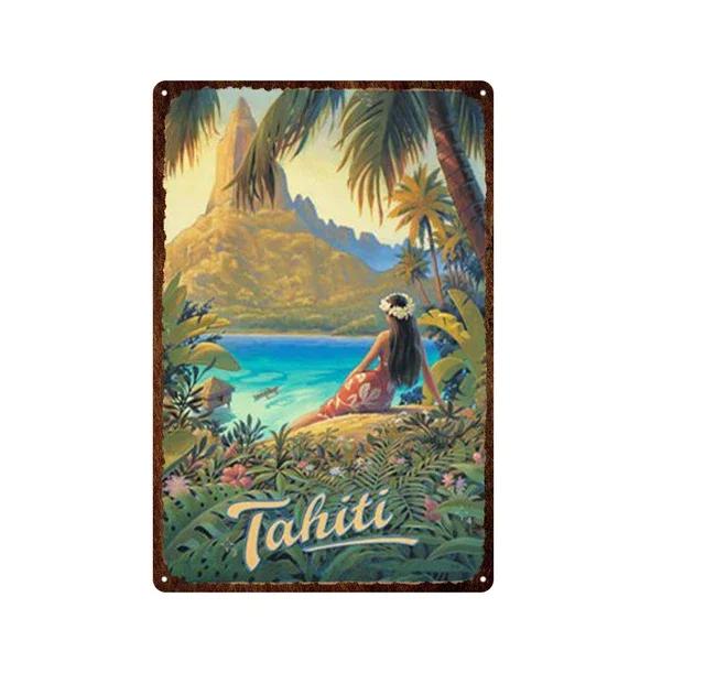 Morocco Hawaii Africa Sunset Scenery Metal Sign Vintage Travel Poster Hot Sale Wall Art Decoration Retro Iron Painting Tin Pl