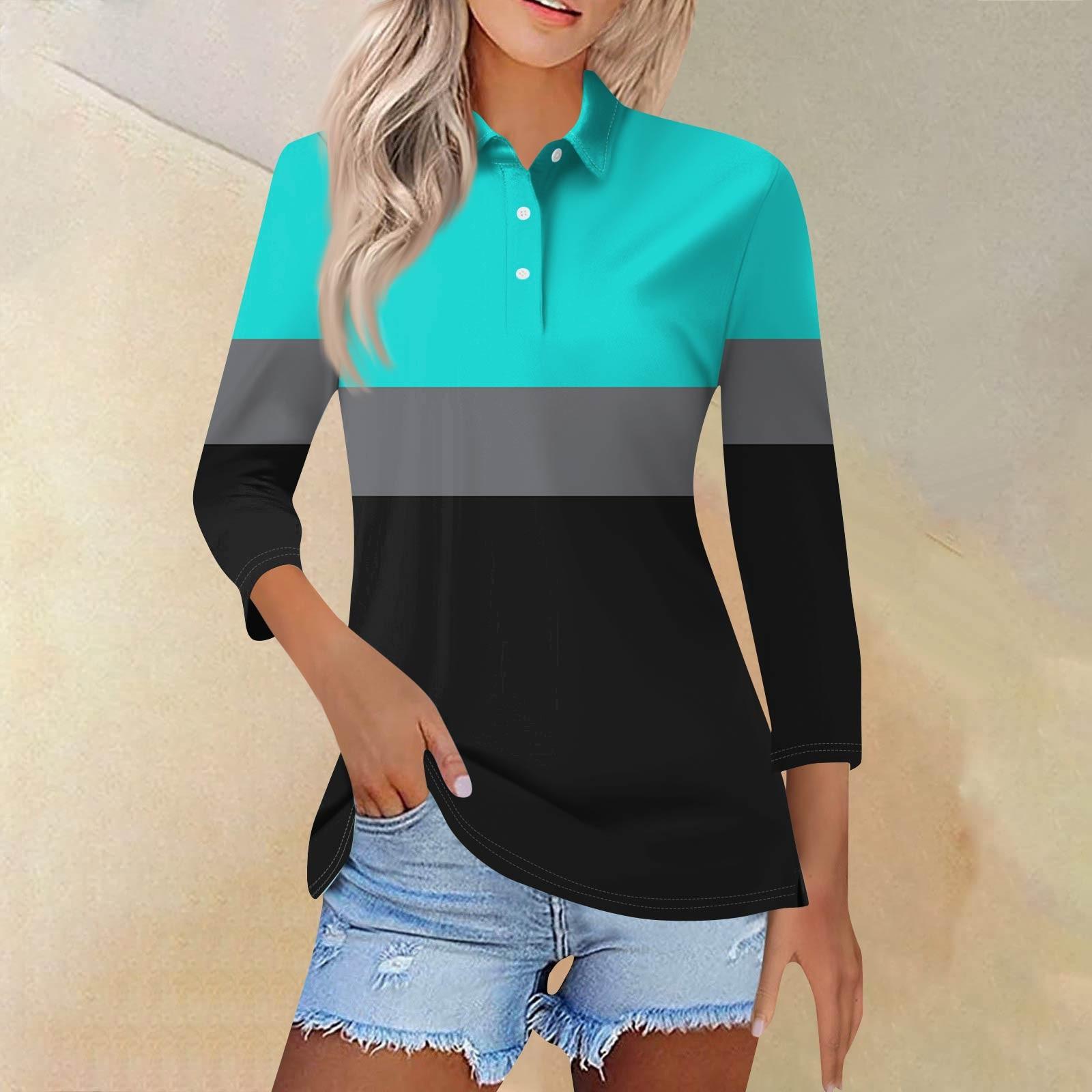 

Женская модная повседневная рубашка с короткими рукавами 3/4 с лацканами и принтом, женские топы на пуговицах XL