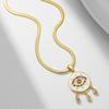 Cross-border Bohemian Evil Eye Necklace - Zircon, Brass, Gold-plated Pendant