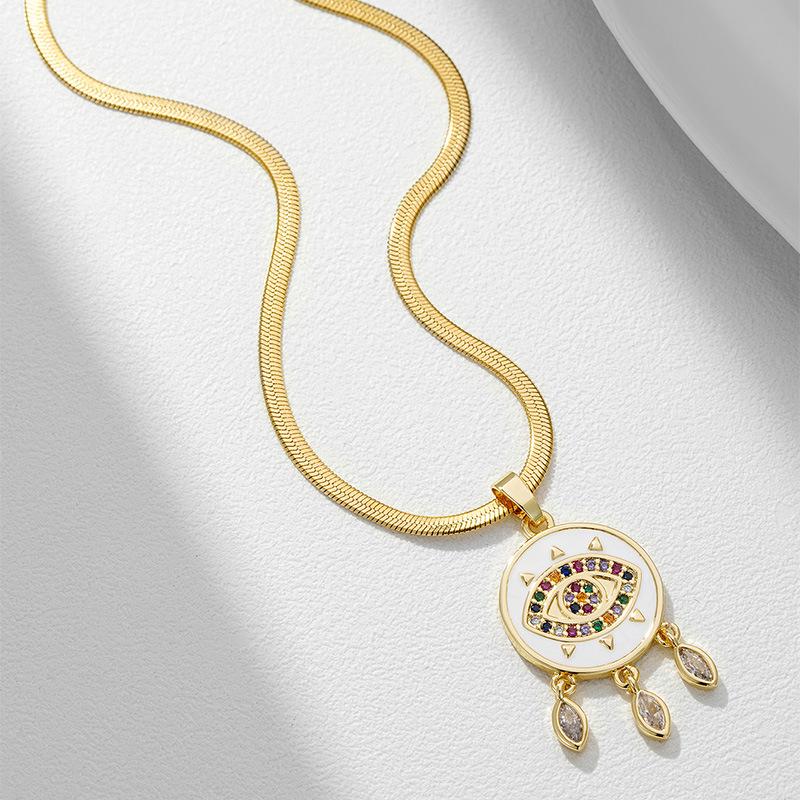 Cross-border Bohemian Evil Eye Necklace - Zircon, Brass, Gold-plated Pendant