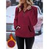 Herbst und Winter neu Revers Jacquard Halbreißverschluss Plüschtasche Damen Sweatshirt