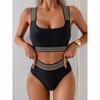 Hot Sale Sexy Swimsuit Split Underwire Split Black Color Bikini Swimsuit Two Piece Swimsuit for Women