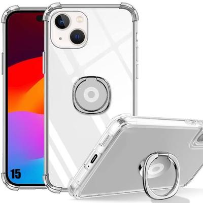 Protective Case - Silicone - for iPhone 15 - Shockproof - Transparent - Adjustable Stand