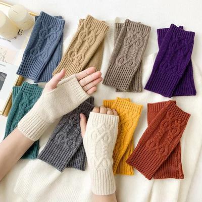 1 Pair Women Soft Cashmere Fingerless Arm Warm Winter Gloves Hand Long Warmer Mittens