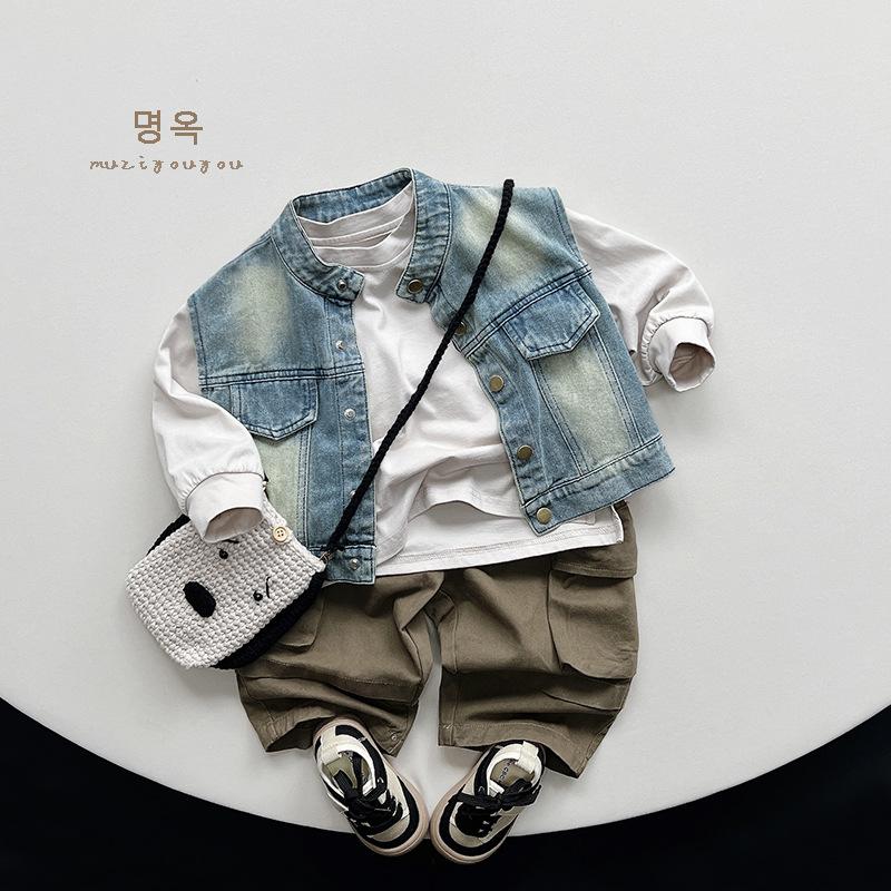 Vintage Denim Sleeveless Vest Casual Children Top For Boys And Girls