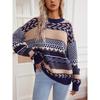 New Warm and Retro Knitted Sweater for Autumn and Winter, with A Round Neck and Contrasting Diamond-shaped Pattern, Is A Versatile Sweater for Women
