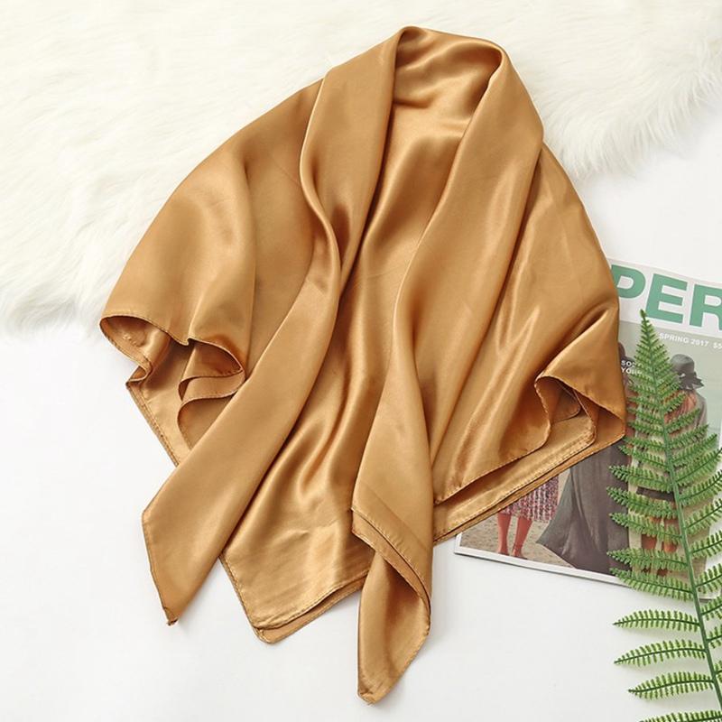 90*90cm Big Size Headwraps Solid Colors Neckerchief Hijab Women Satin Headband Hair Scarves Female Shawls Head Scarfs for Ladies