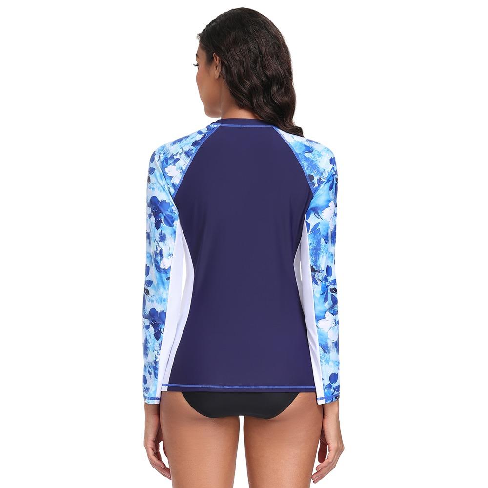 CHARMLEAKS Women Rash Vest Long Sleeve Tops Sun Protection UPF 50+ Beach Swimming Tops (No Bottom)