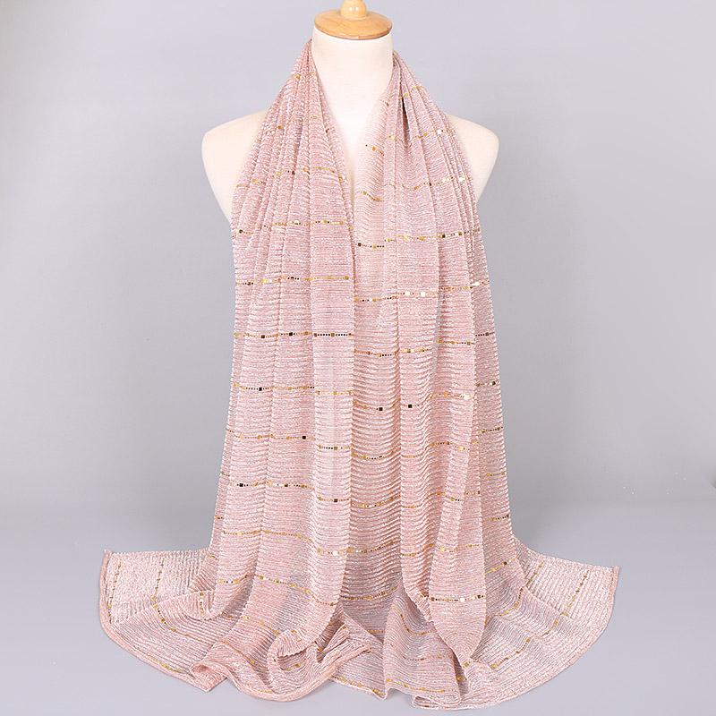 Summer Lurex Glitter Scarf Elegant Lightweight Elastic Shawl For Women Fashion Sparkly Sequined Party Shawls 180*65Cm